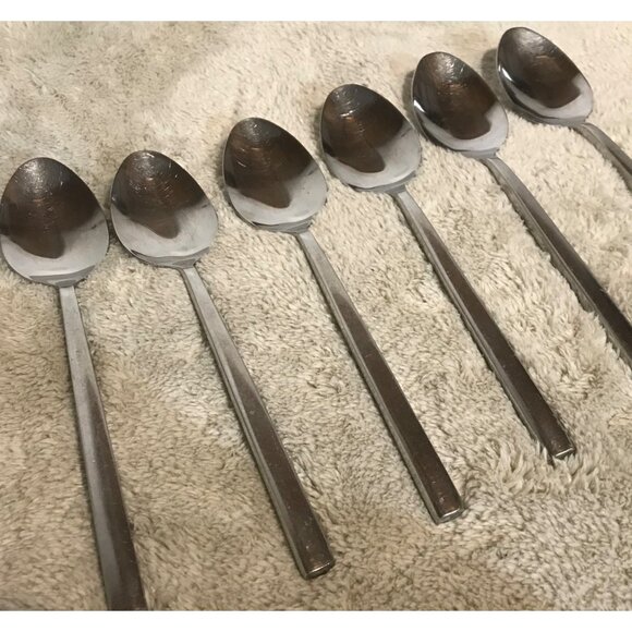 Set Of 6 Stainless Steel Iced Tea Dessert Ice Cream Spoons 8" Long - Picture 2 of 10